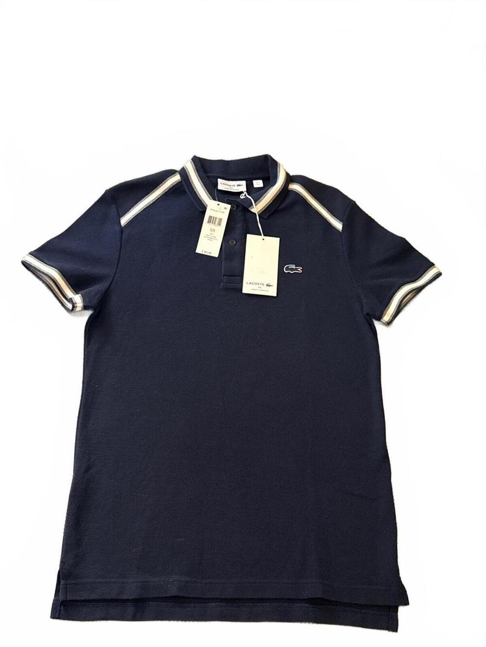 NWT Lacoste Made In France Polo Shirt Mens Size 3 S Small Navy Blue PH0648 $165